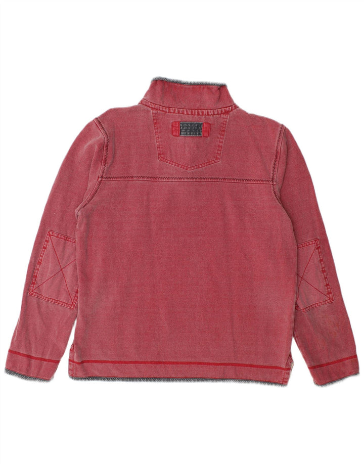Felpa da uomo con zip e collo Fat Face, piccola, in cotone rosso
