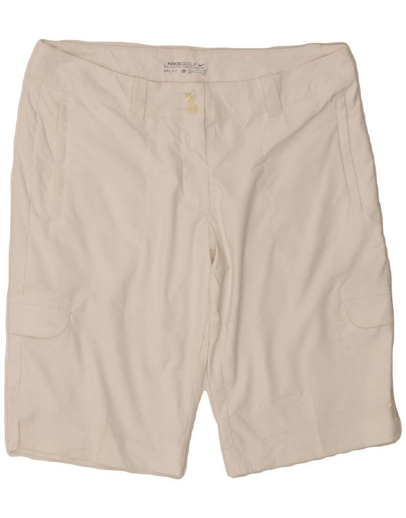 NIKE Womens Dri Fit Cargo Shorts UK 14 Large W34  White Polyester Vintage Nike and Second-Hand Nike from Messina Hembry 