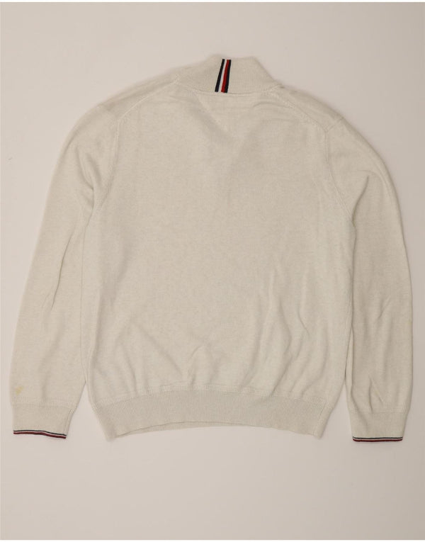 Maglione maglione con zip da uomo Tommy Hilfiger grande cotone grigio