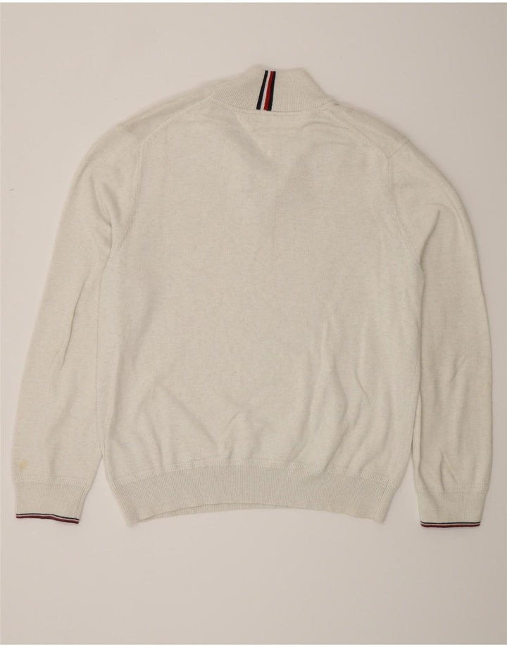 Maglione maglione con zip da uomo Tommy Hilfiger grande cotone grigio