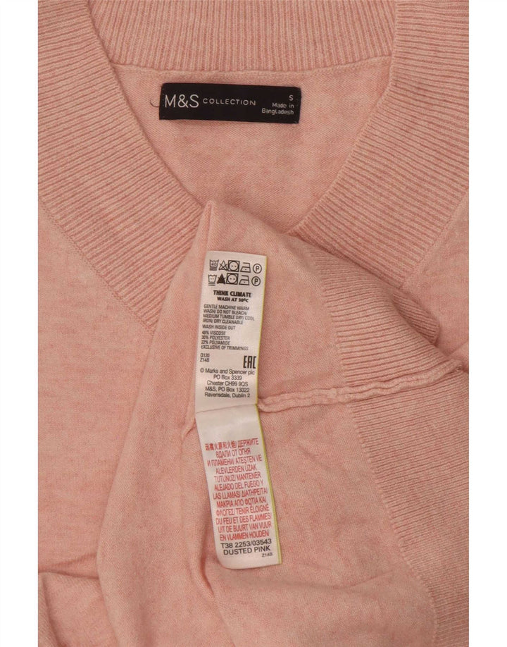 Maglione oversize con scollo a V da donna Marks & Spencer UK 10 piccolo rosa