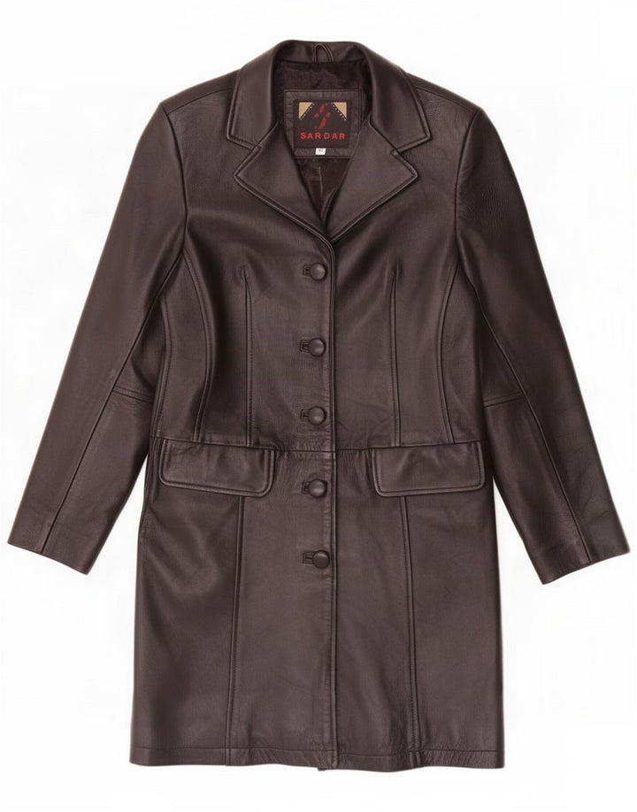 Sardar Cappotto in pelle da donna UK 12 Medio Nero