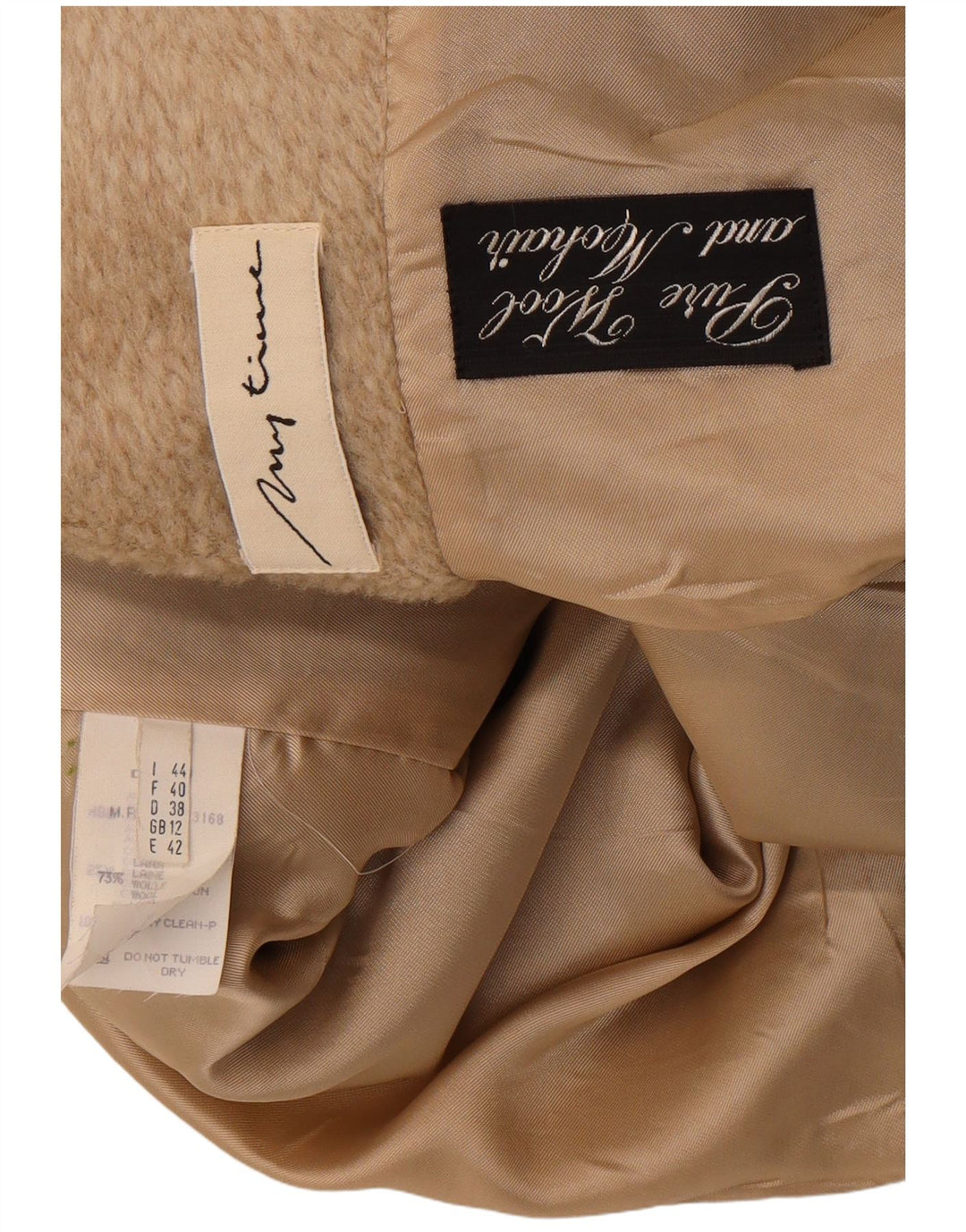 Cappotto oversize da donna vintage UK 12 in lana beige medio