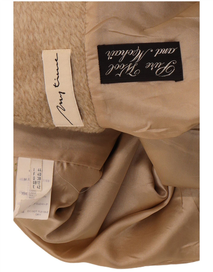 Cappotto oversize da donna vintage UK 12 in lana beige medio