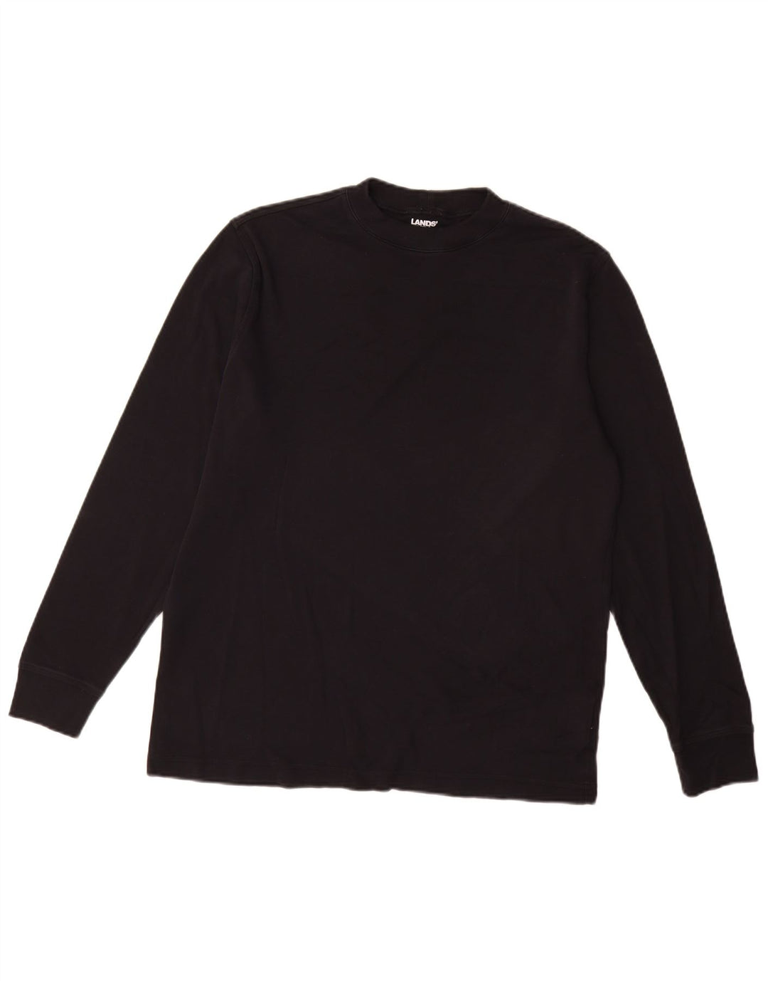 Top da uomo Lands End a maniche lunghe in cotone nero medio