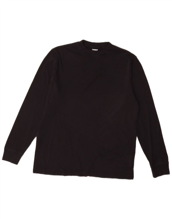 Top da uomo Lands End a maniche lunghe in cotone nero medio