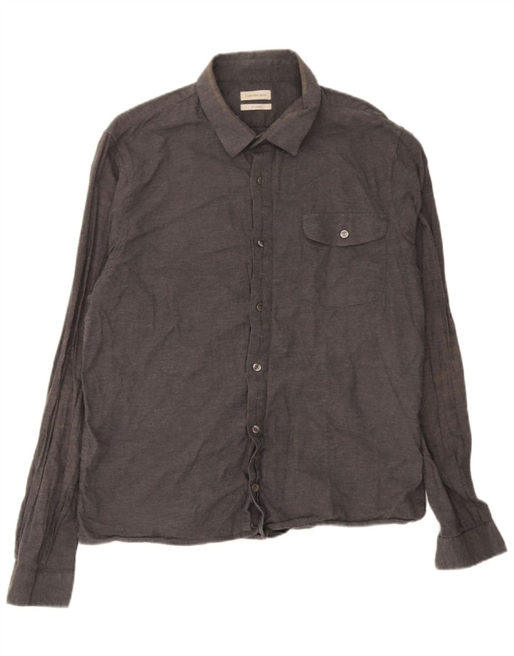 Camicia da uomo Calvin Klein Jeans XL in cotone grigio