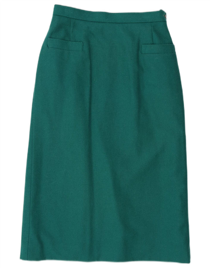 Gonna longuette da donna Windsmoor UK 12 media W27 lana verde