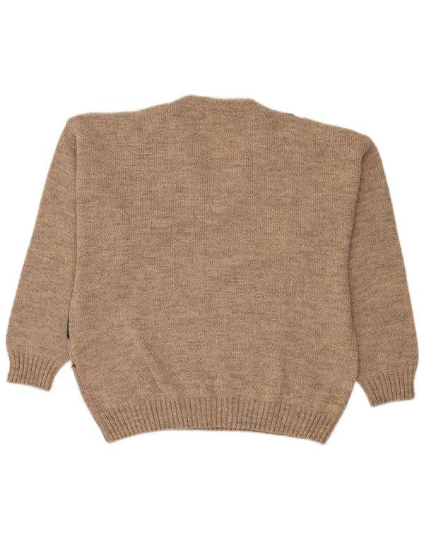 Chiarissimo Maglione da uomo con scollo a V IT 54 XL Acrilico geometrico beige