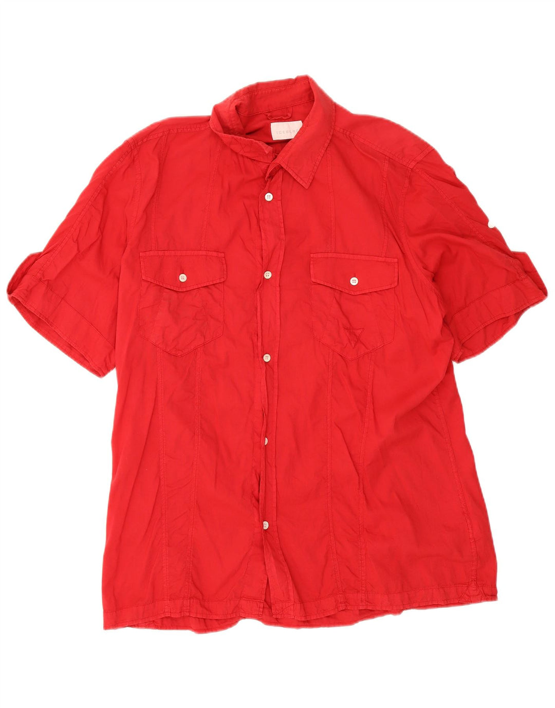 Camicia a maniche corte da donna Iceberg UK 20 2XL Rosso Cotone
