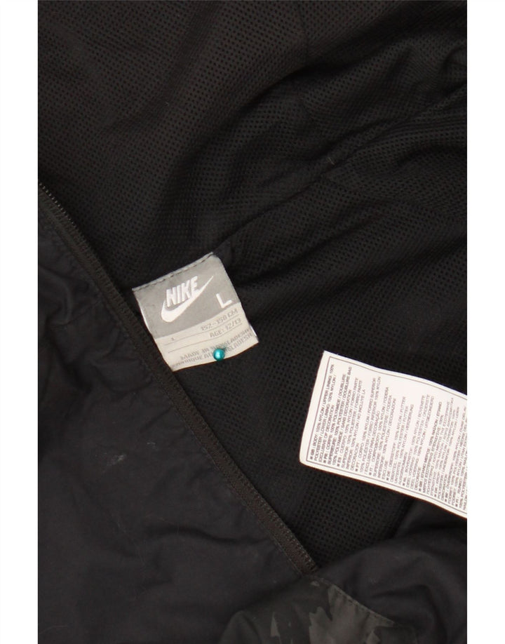 Giacca antipioggia con cappuccio grafico Nike da ragazzo 12-13 anni Large Nera geometrica