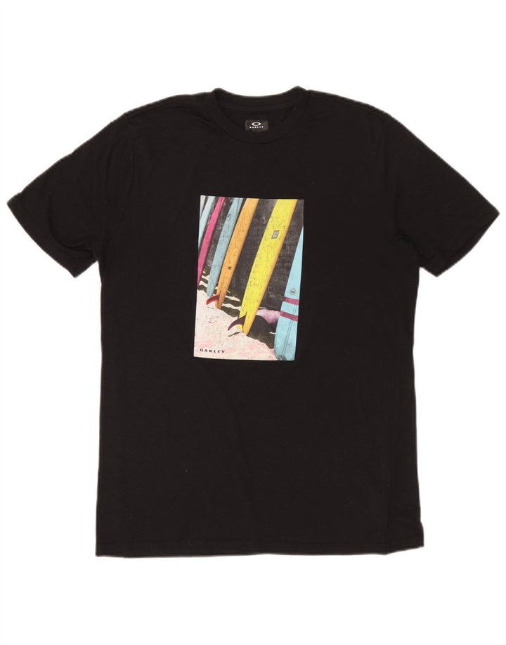 T-shirt grafica da uomo con vestibilità regolare Oakley XS in poliestere nero