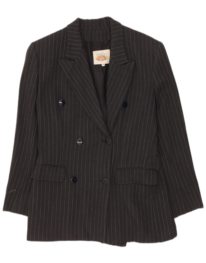 Giacca blazer doppiopetto da donna di Andrea IT 44 gessato medio nero
