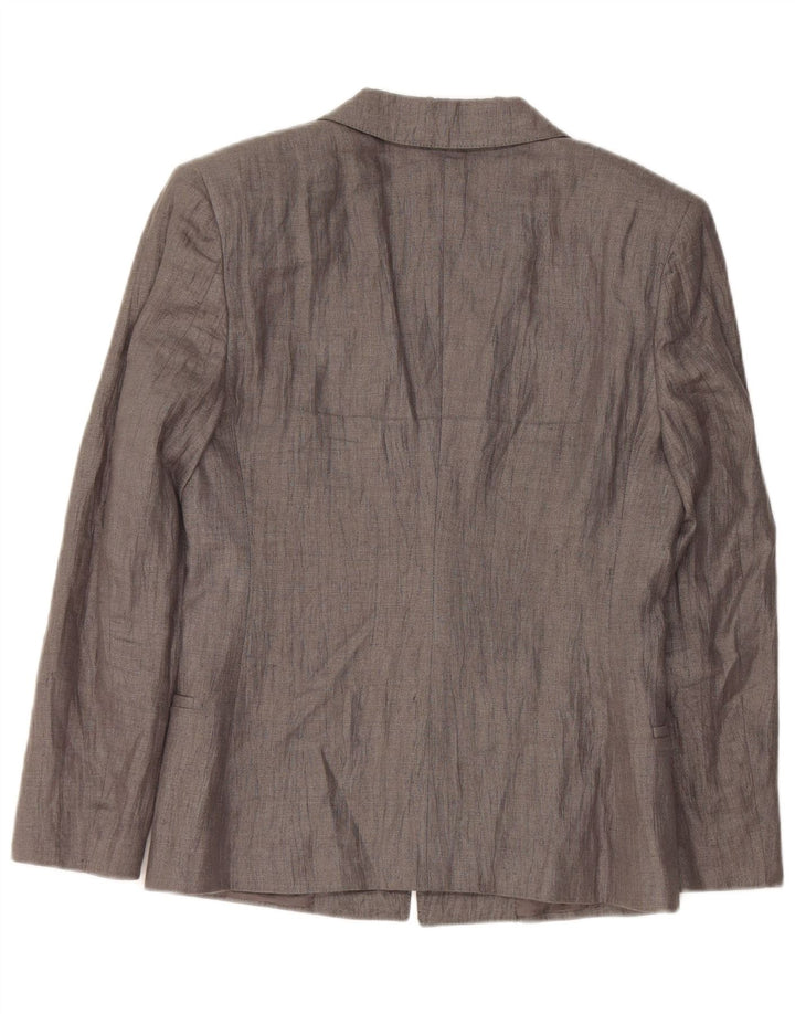 UMBERTO GINOCCHIETTI Giacca Blazer da Donna a 1 Bottone IT 42 Lino Grigio Medio
