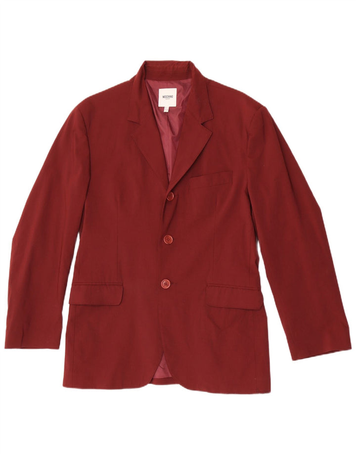 Giacca blazer a 3 bottoni da uomo Moschino UK 36 piccola viscosa marrone