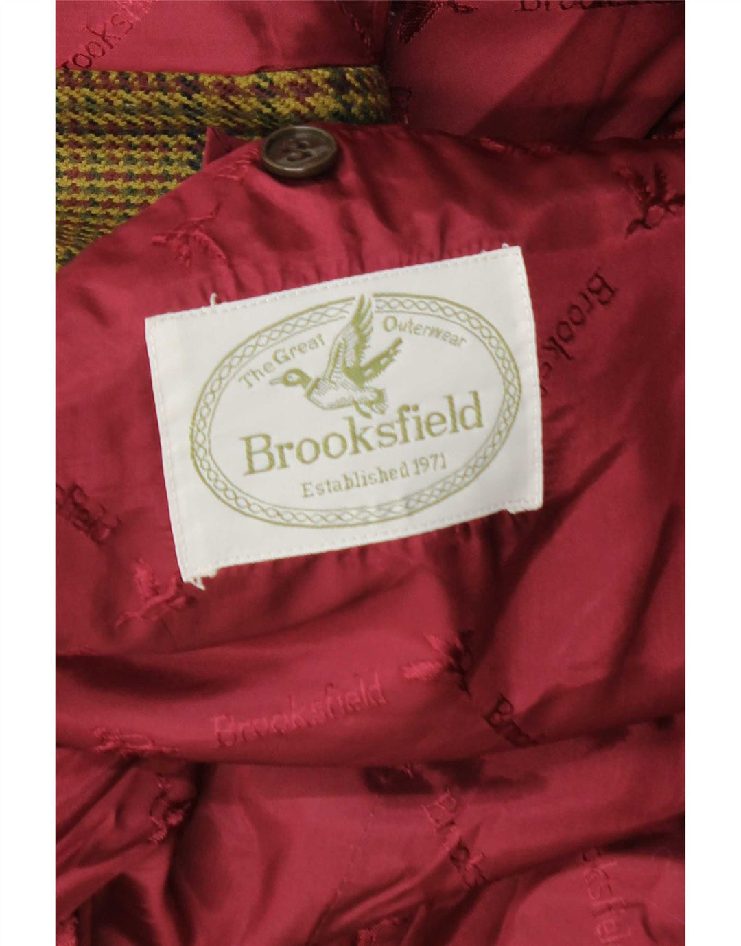 Giacca blazer a 2 bottoni da uomo Brooksfield UK 40 grande motivo kaki