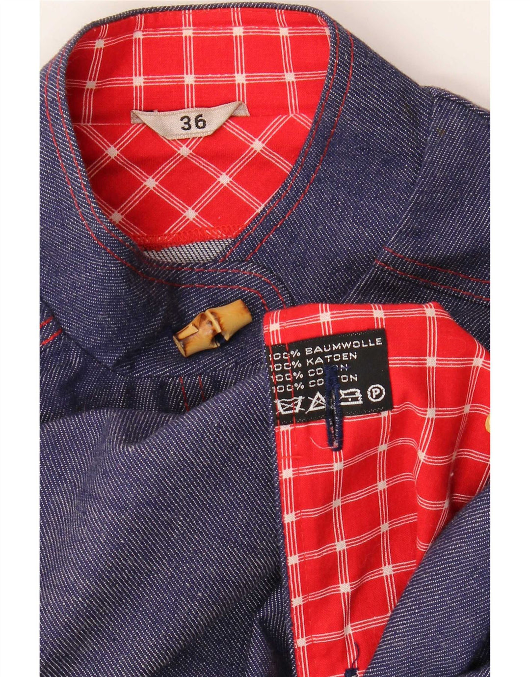 Soprabito da donna vintage EU 36 piccolo in cotone blu navy