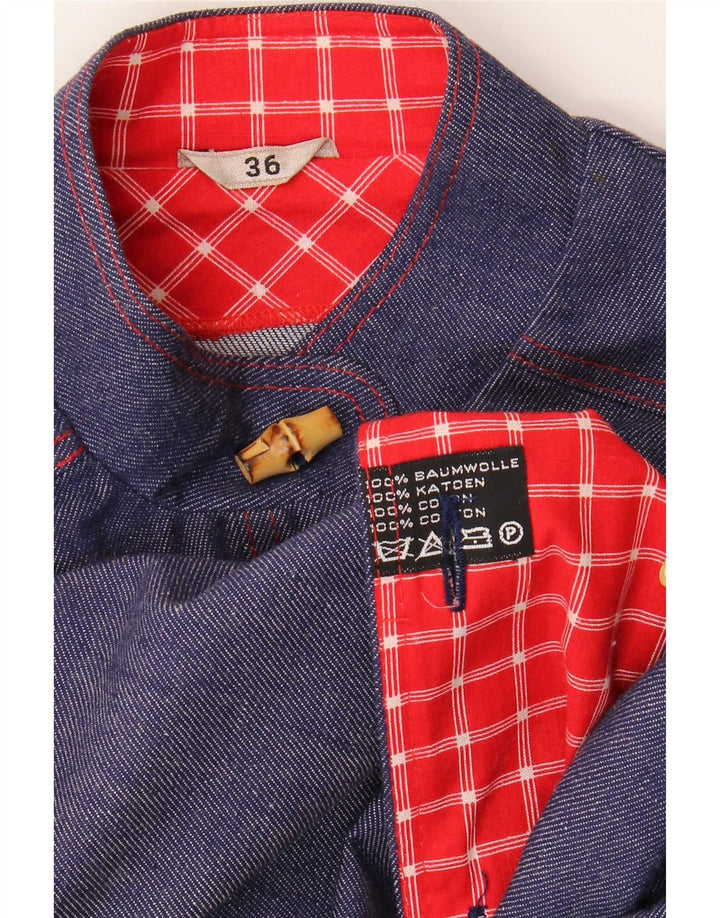 Soprabito da donna vintage EU 36 piccolo in cotone blu navy