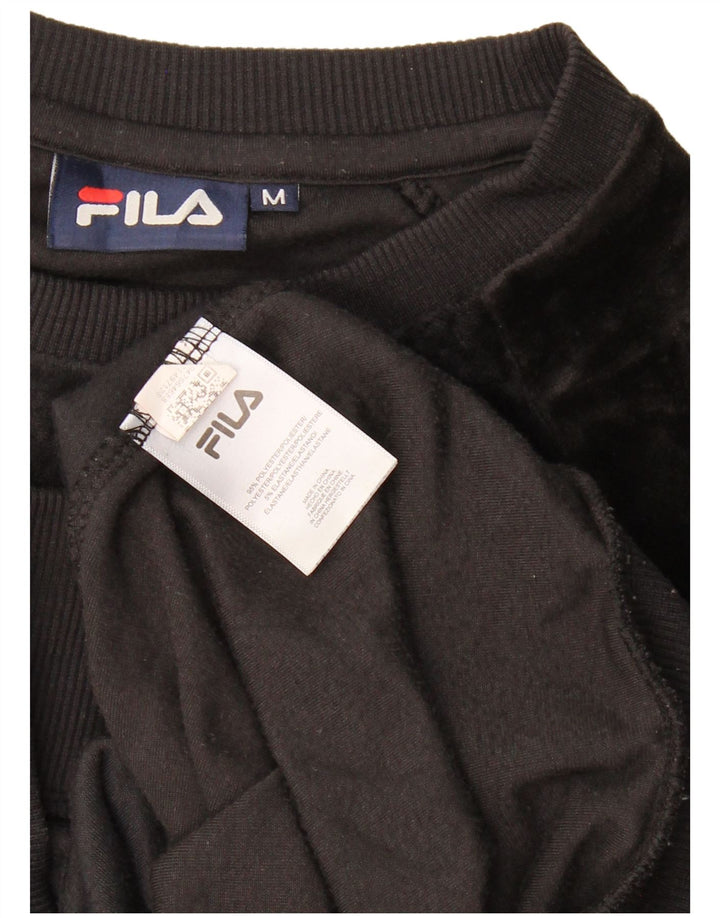 FILA Womens Oversized Graphic Sweatshirt Jumper UK 14 Medium Black