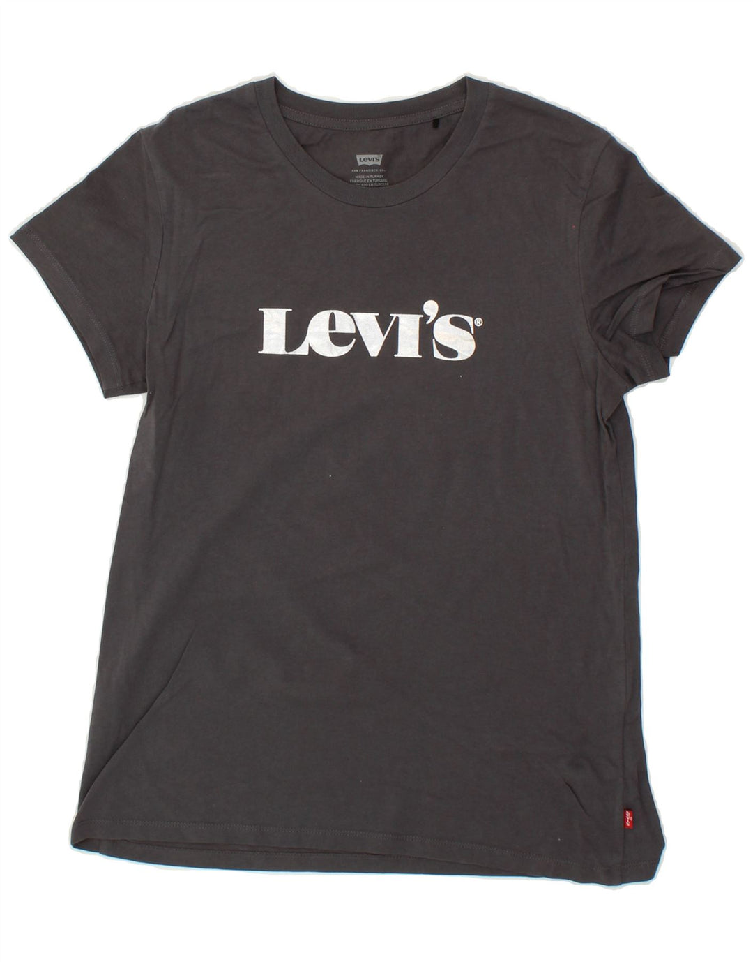 LEVI'S Womens Graphic T-Shirt Top UK 10 Small Grey Vintage Levi's and Second-Hand Levi's from Messina Hembry 