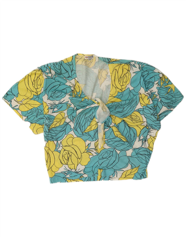 Mazzonetto Camicetta da donna con allacciatura sul davanti IT 42 Cotone floreale blu medio