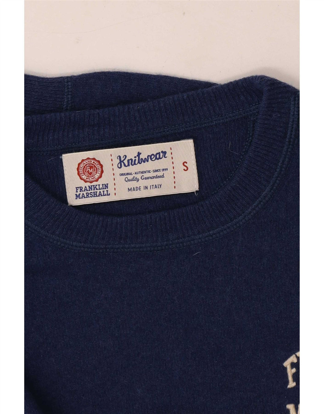Maglione maglione girocollo grafico da uomo Franklin Marshall piccolo blu navy