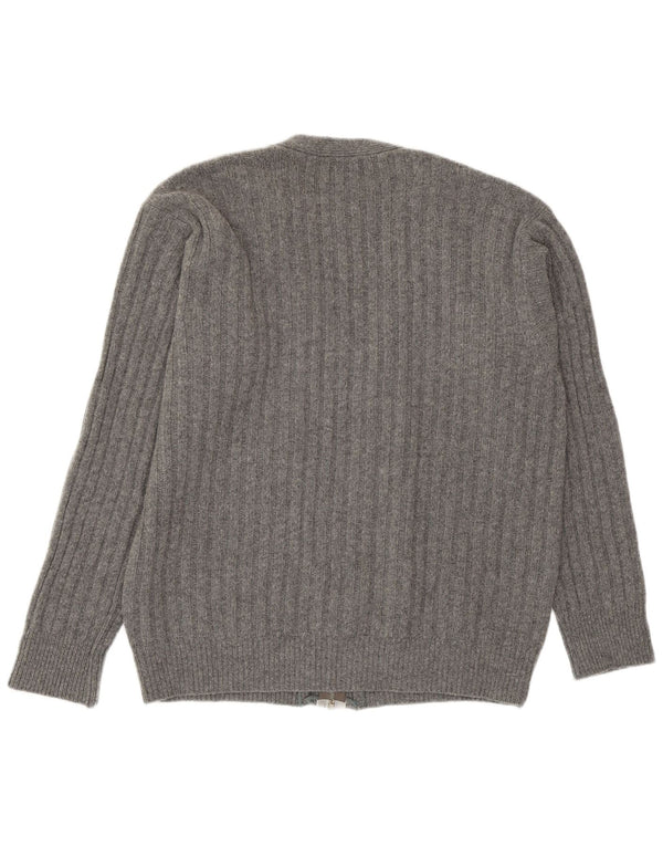 Maglione cardigan da uomo Sisley grande lana grigia