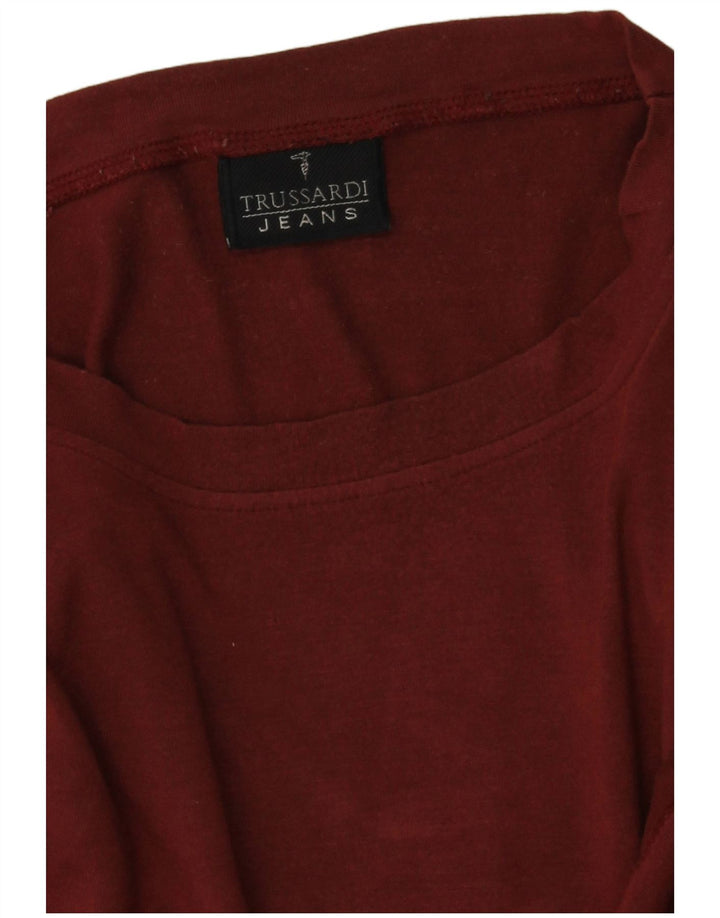 Top Trussardi Jeans Uomo Manica Lunga Large Rosso in Viscosa