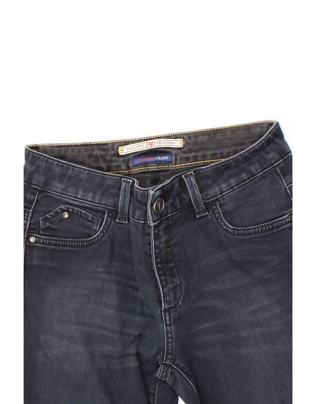TRUSSARDI Womens Slim Jeans W24 L26 Navy Blue Vintage Trussardi and Second-Hand Trussardi from Messina Hembry 