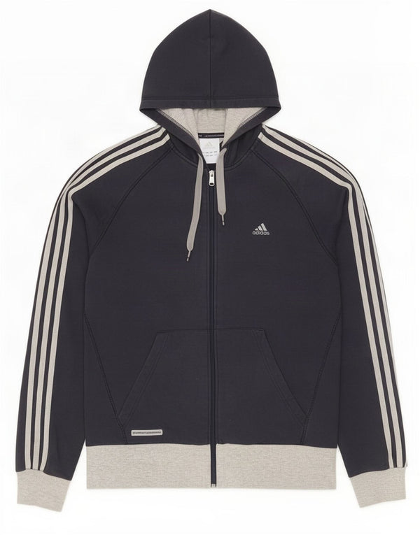 Maglione con cappuccio e zip da uomo Adidas grande in cotone color block blu navy
