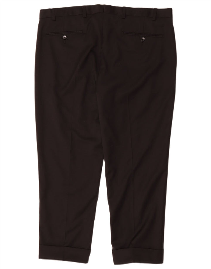 Pantaloni da abito dritti autografi da uomo Marks & Spencer W36 L26 lana nera