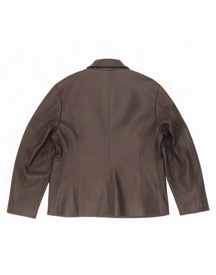 Giacca in pelle vintage da donna UK 14 grande nera