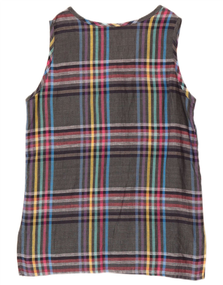 Camicetta senza maniche da donna Andrea Mare Top IT 42 Lino scozzese grigio medio