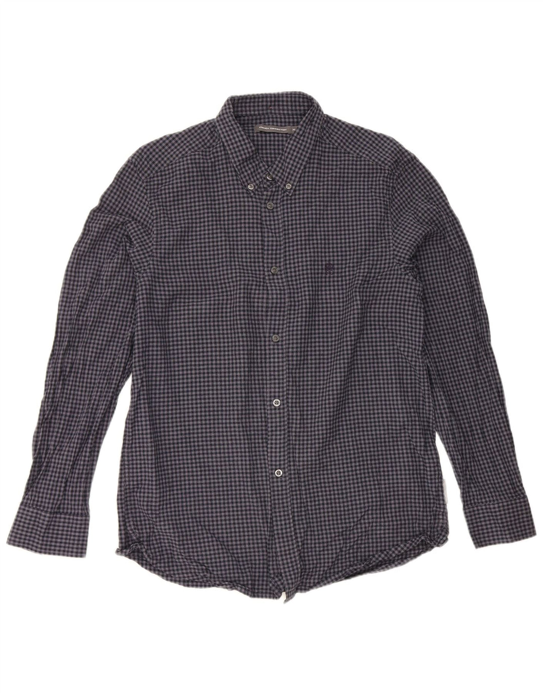 Camicia da uomo French Connection XL in cotone a quadretti blu navy