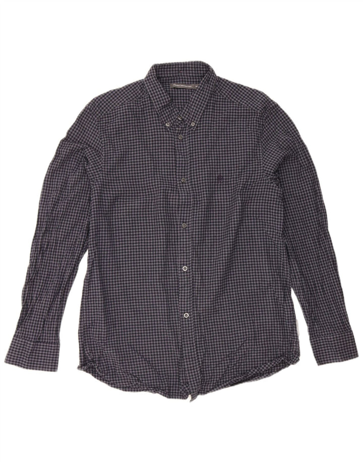 Camicia da uomo French Connection XL in cotone a quadretti blu navy