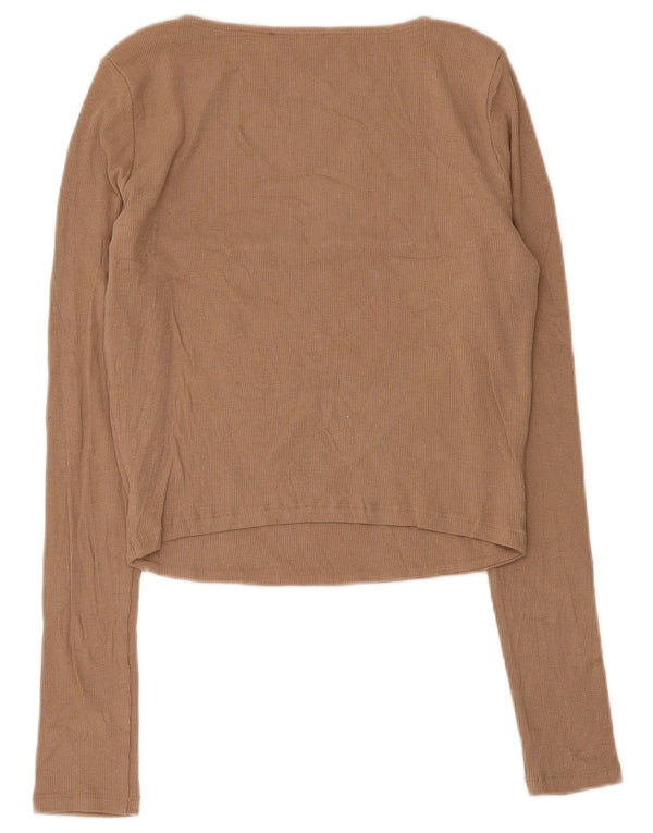 Top corto da donna Zara a maniche lunghe UK 14 grande marrone