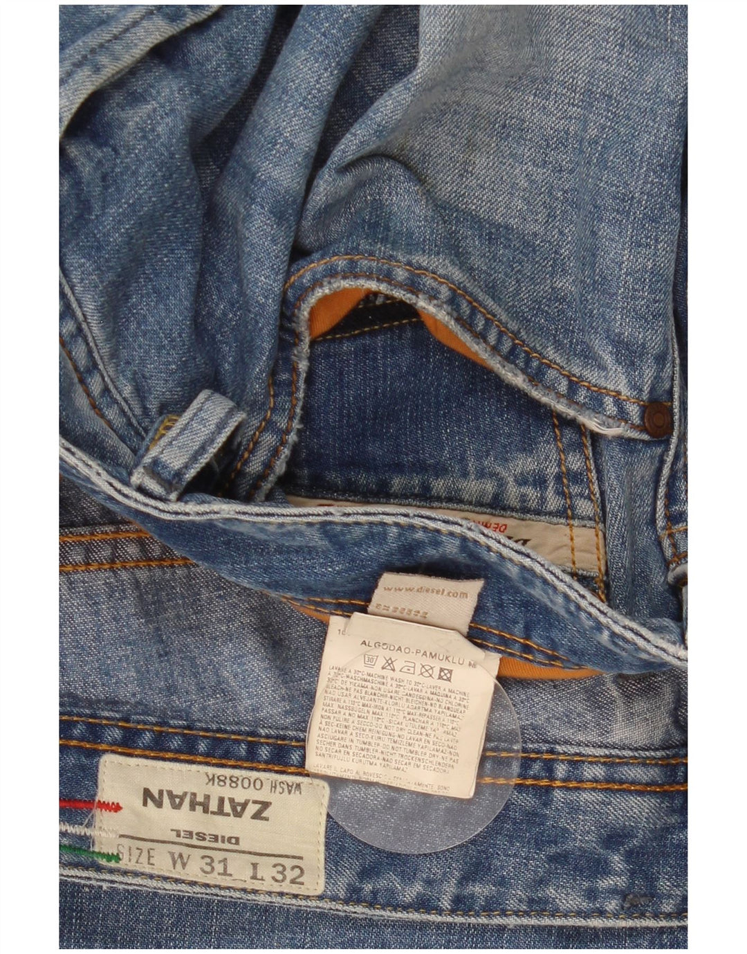 Diesel Uomo Zathan Bootcut Jeans W31 L30 Cotone Blu