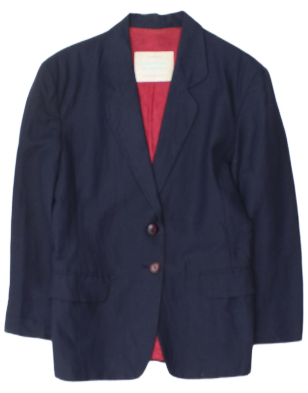 Giacca Blazer a 2 Bottoni da Donna Benetton IT 42 Lino Medio Blu Navy