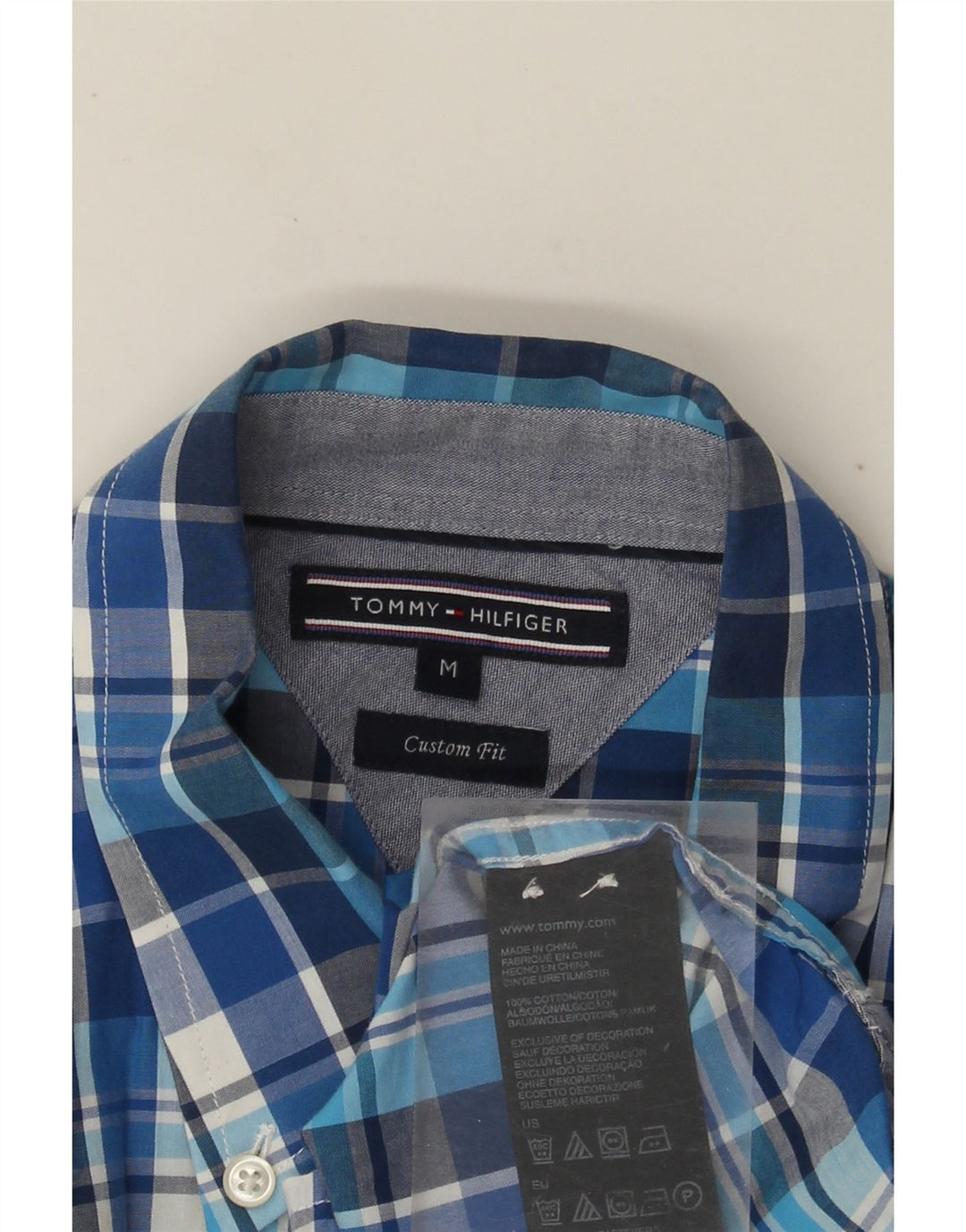 Camicia da uomo su misura Tommy Hilfiger in cotone a quadri blu medio
