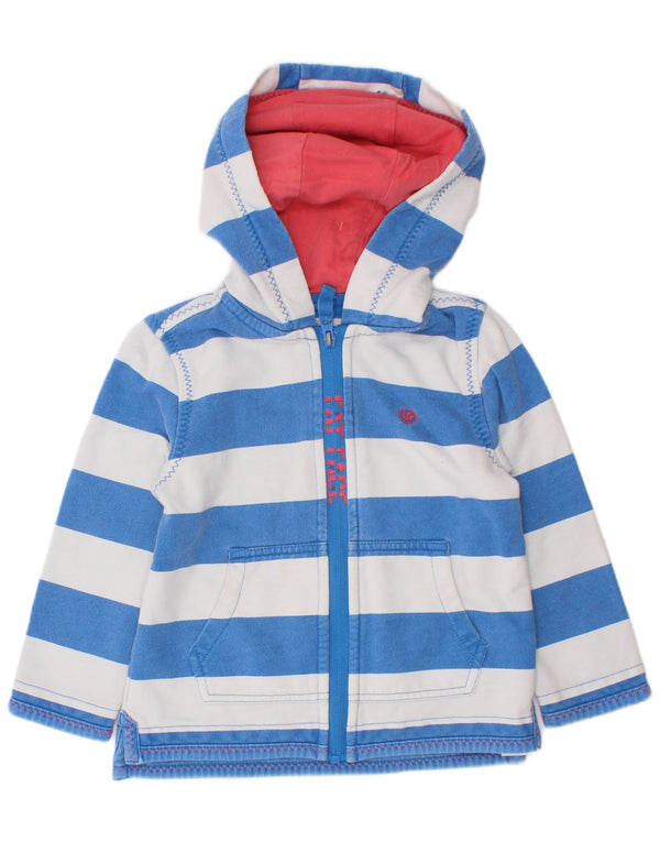 Maglione con cappuccio e zip grafica per ragazzi Fat Face 2-3 anni in cotone a righe blu