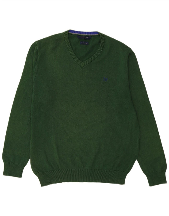 CREW CLOTHING Maglione da uomo con scollo a V 2XL cotone verde