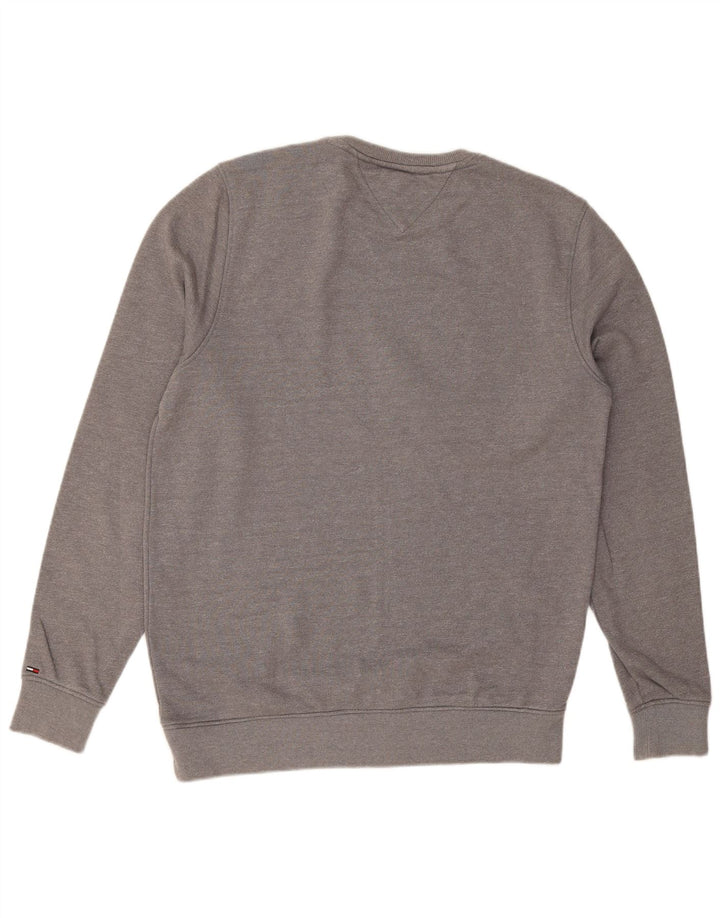 TOMMY HILFIGER Felpa grafica da uomo Maglione grande cotone grigio