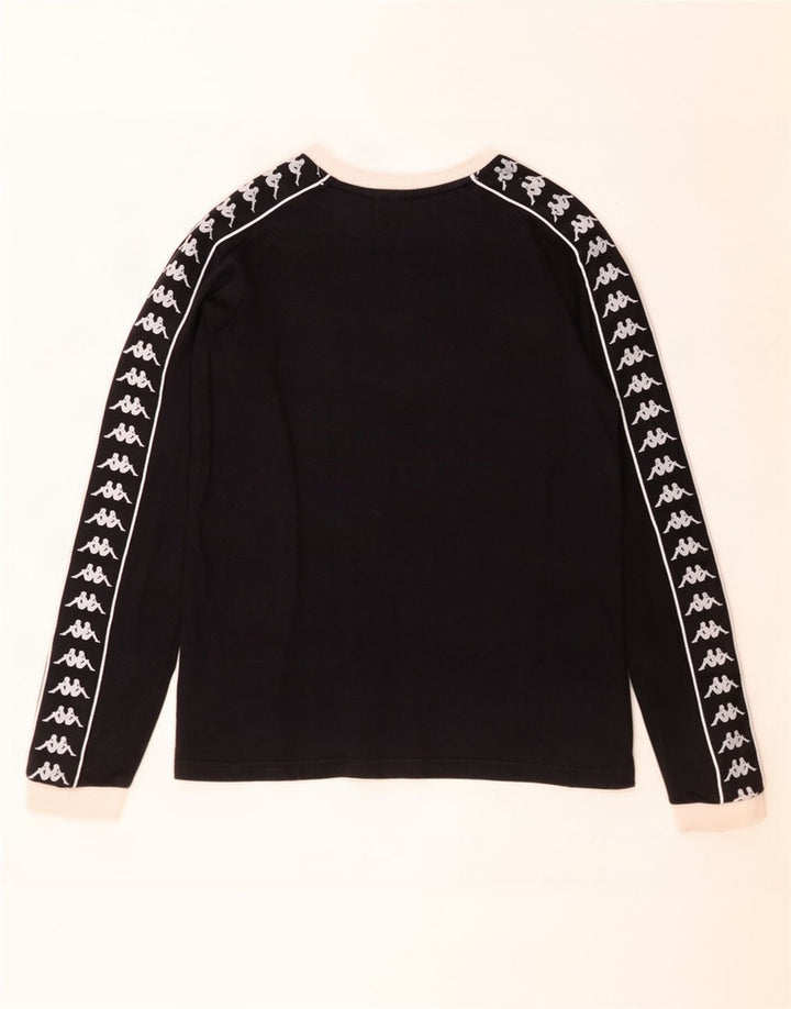 Top grafico da donna Kappa manica lunga UK 10 Small Black Colourblock