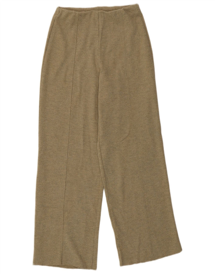 Pantaloni Zara da donna a gamba larga lavorati a maglia piccoli W26 L30 poliestere verde
