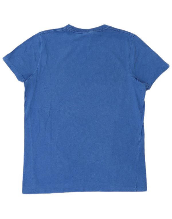 T-shirt grafica da uomo Hollister Top Large in cotone blu