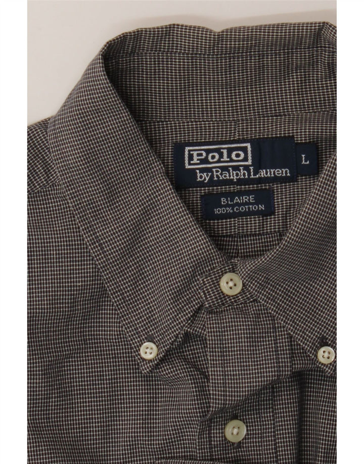 Polo Ralph Lauren Camicia Blaire da uomo grande in cotone a quadretti grigio
