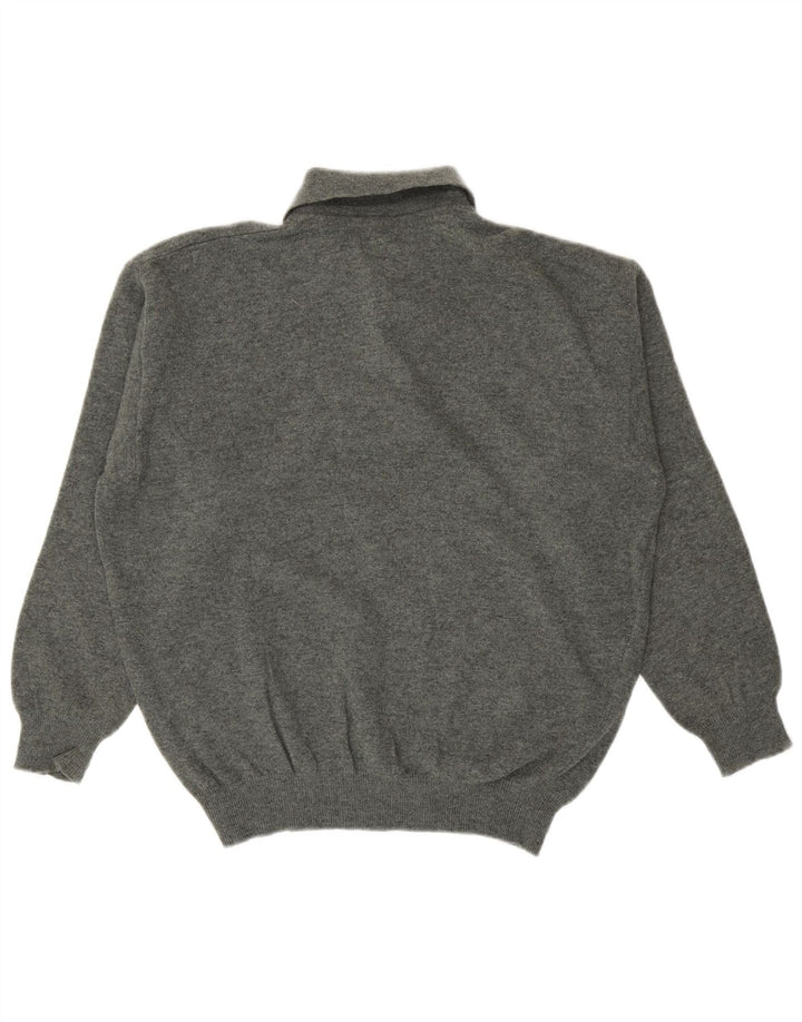 Maglione da uomo a polo Benetton da uomo piccolo in lana vergine verde