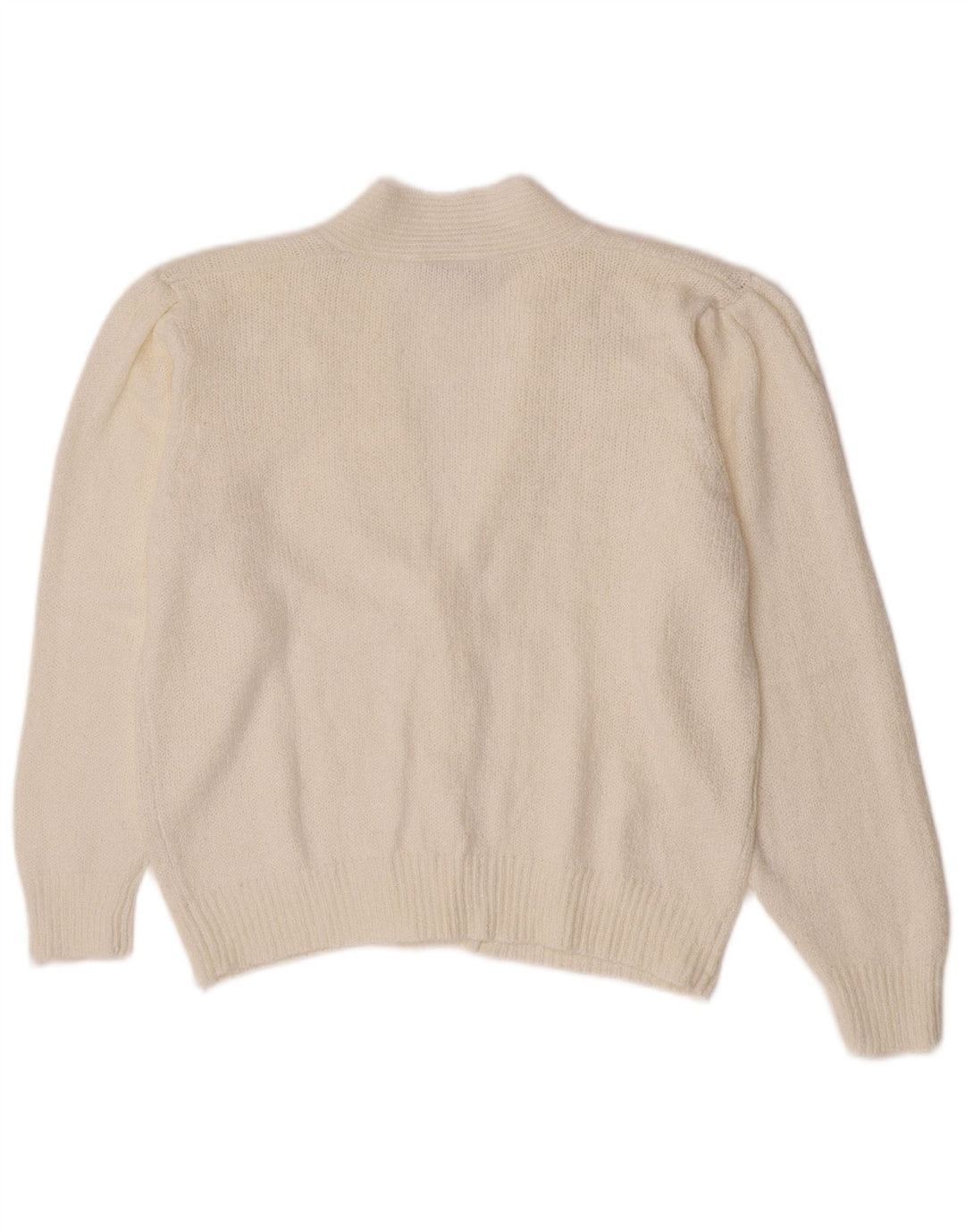 Maglione cardigan da donna vintage IT 46 grande acrilico bianco