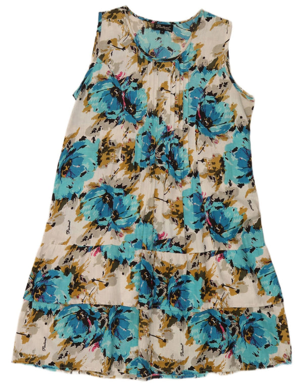 Positano by Jean Paul Womens Tiered Dress UK 16 Large Blue Floral