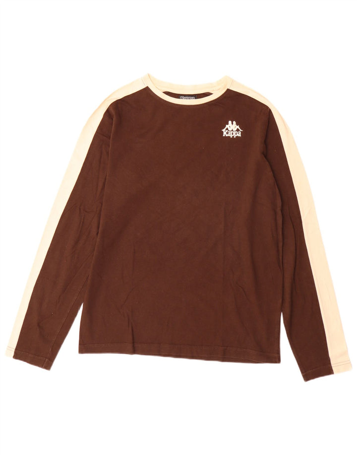 Top Kappa da uomo a maniche lunghe in cotone color block marrone medio